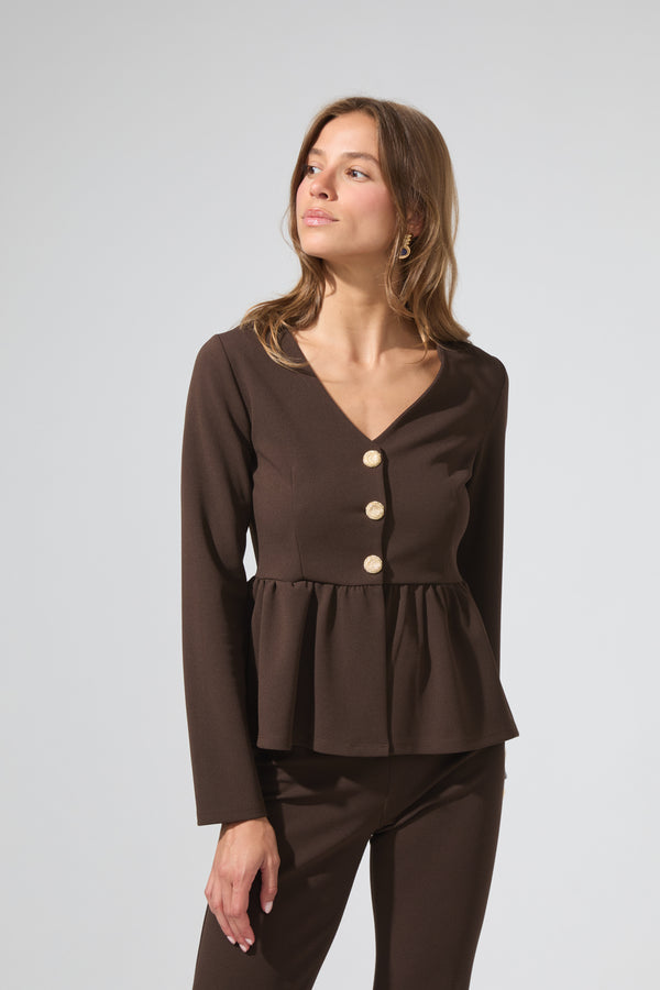 Léon | Button-up Peplum Top