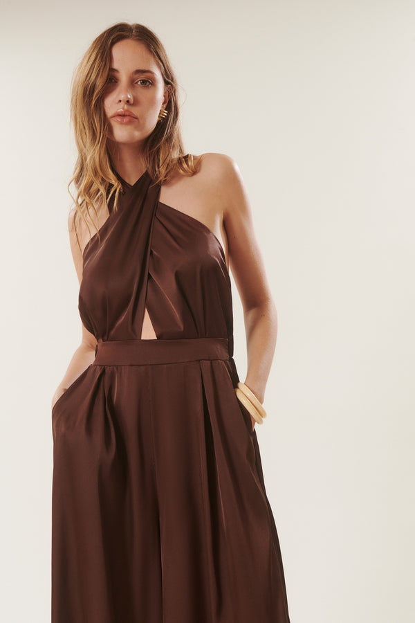 Belinda | Satin Halterneck Jumpsuit