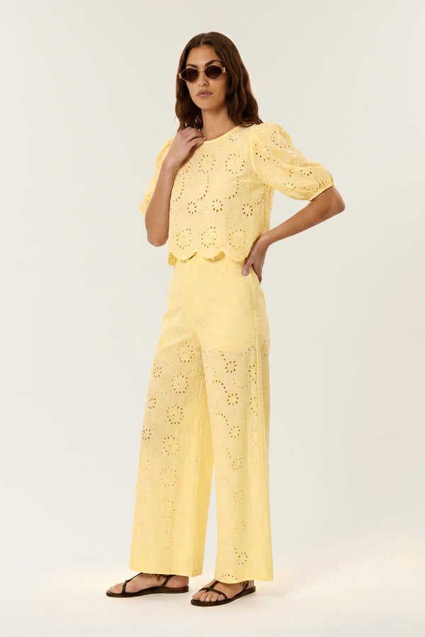 Stuart | Macramé puff-sleeve top