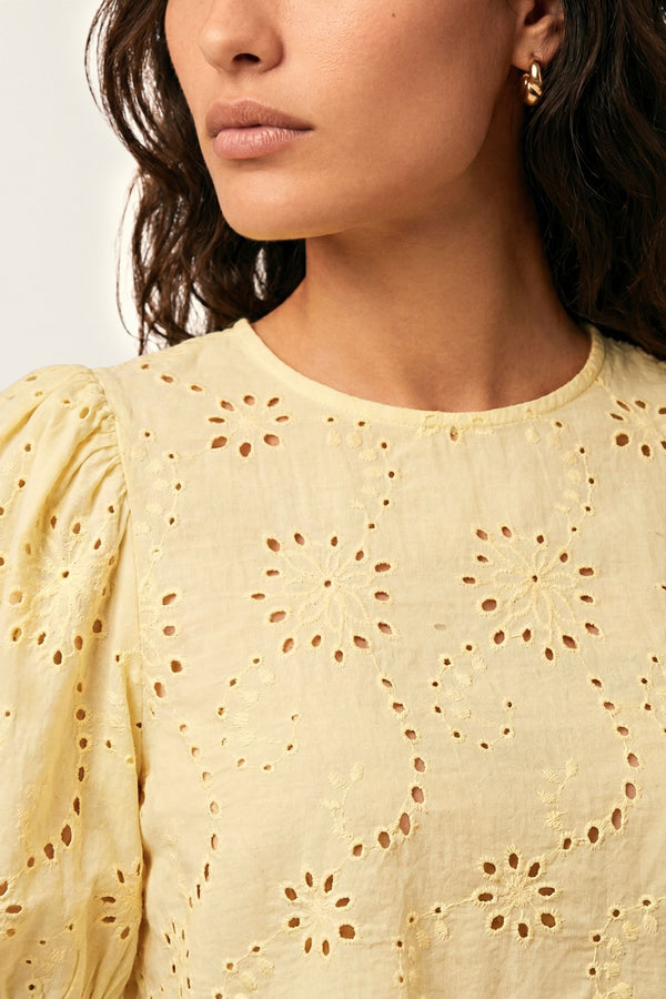 Stuart | Macramé puff-sleeve top
