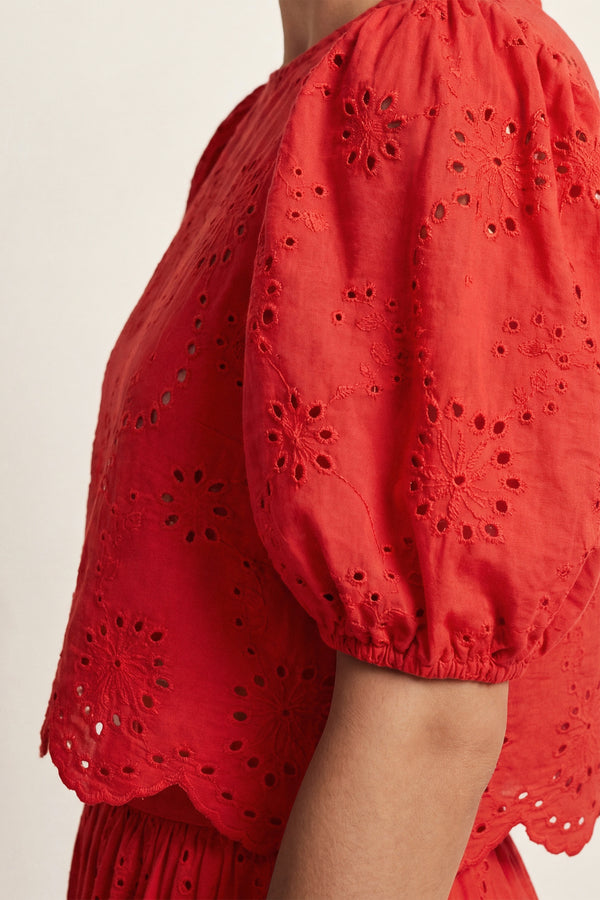 Stuart | Macrame puff sleeve top