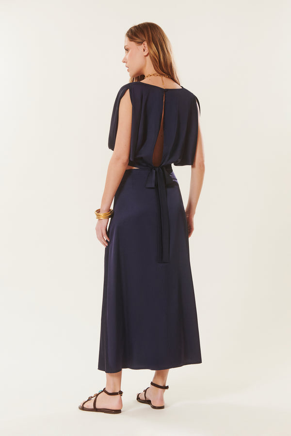 Alberta | Satin midi skirt