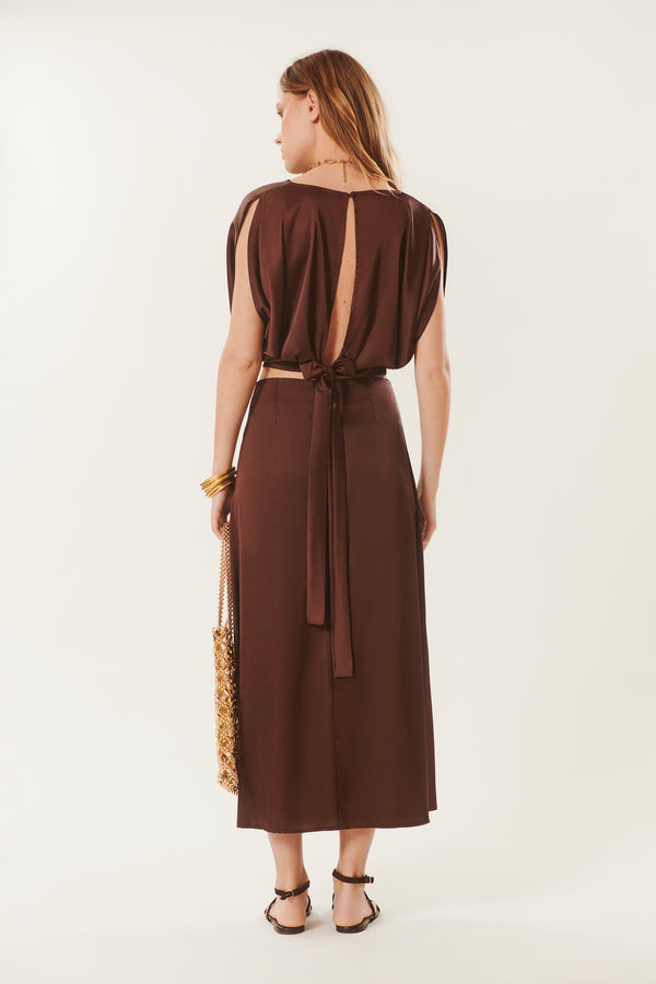 Alberta | Satin midi skirt