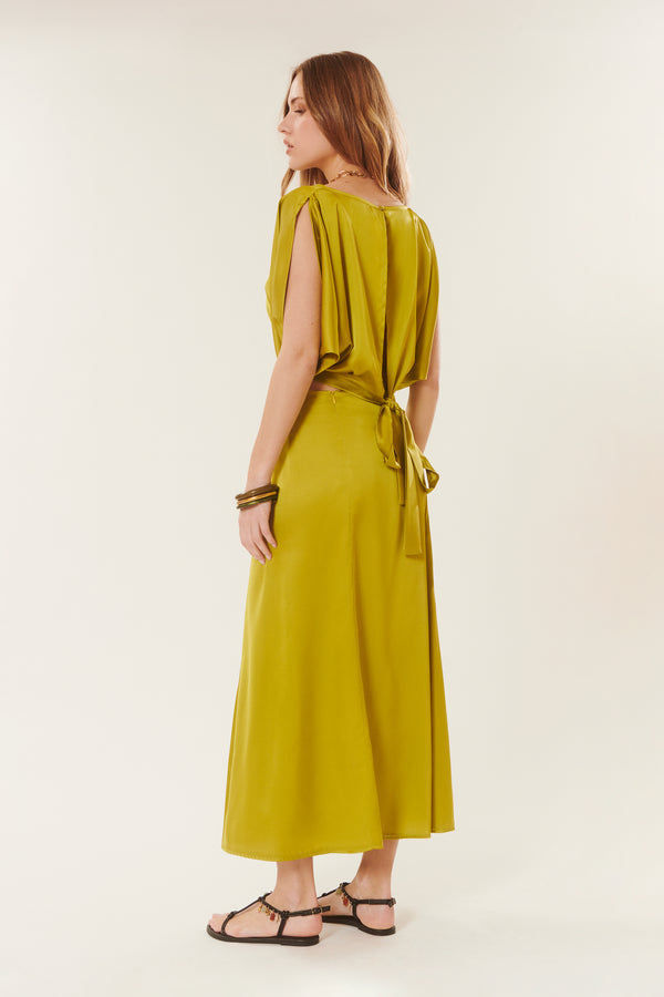 Alberta | Satin midi skirt