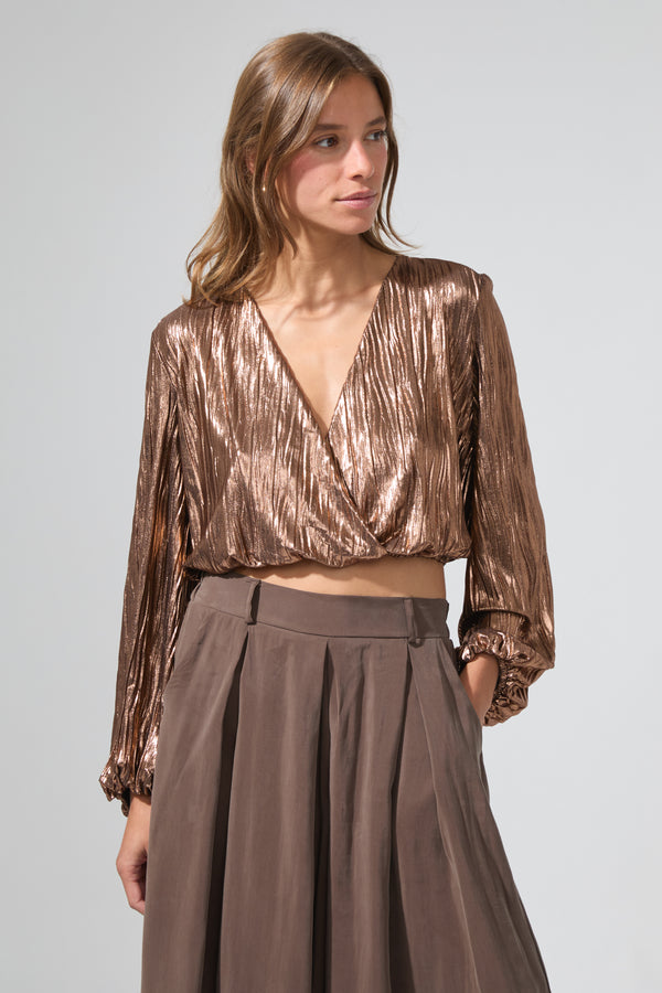 Barbara | Lamé crop top