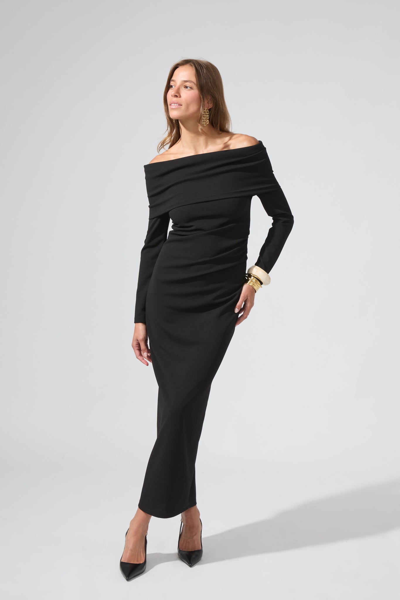 Elizabeth | Bardot Neck Long Dress