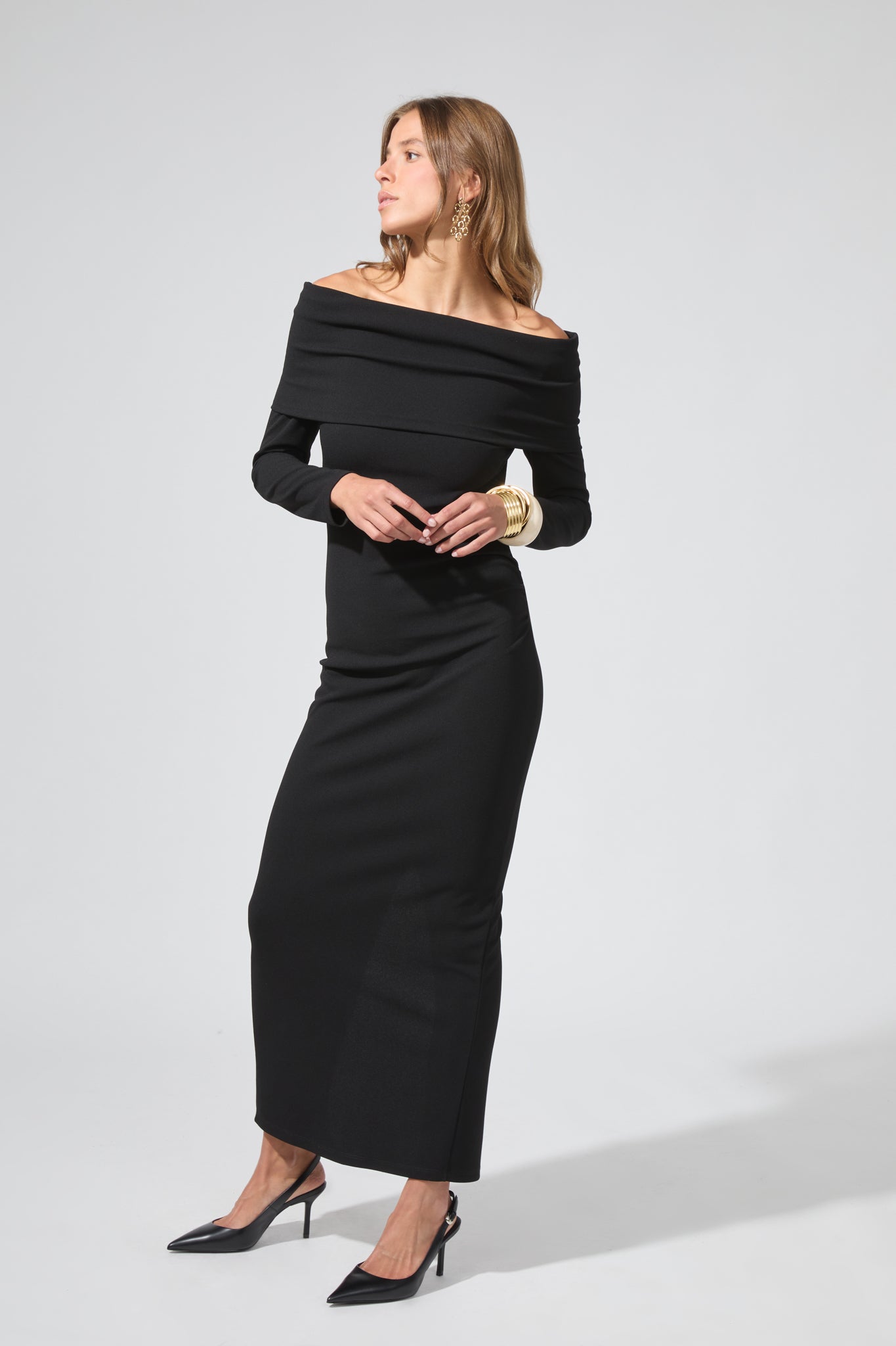 Elizabeth | Bardot Neck Long Dress