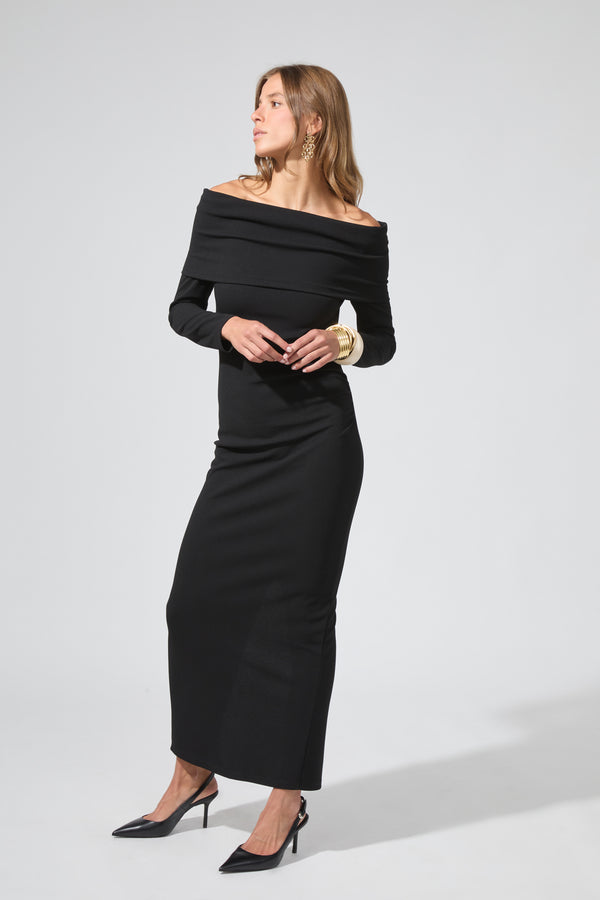 Elizabeth | Bardot Neck Long Dress