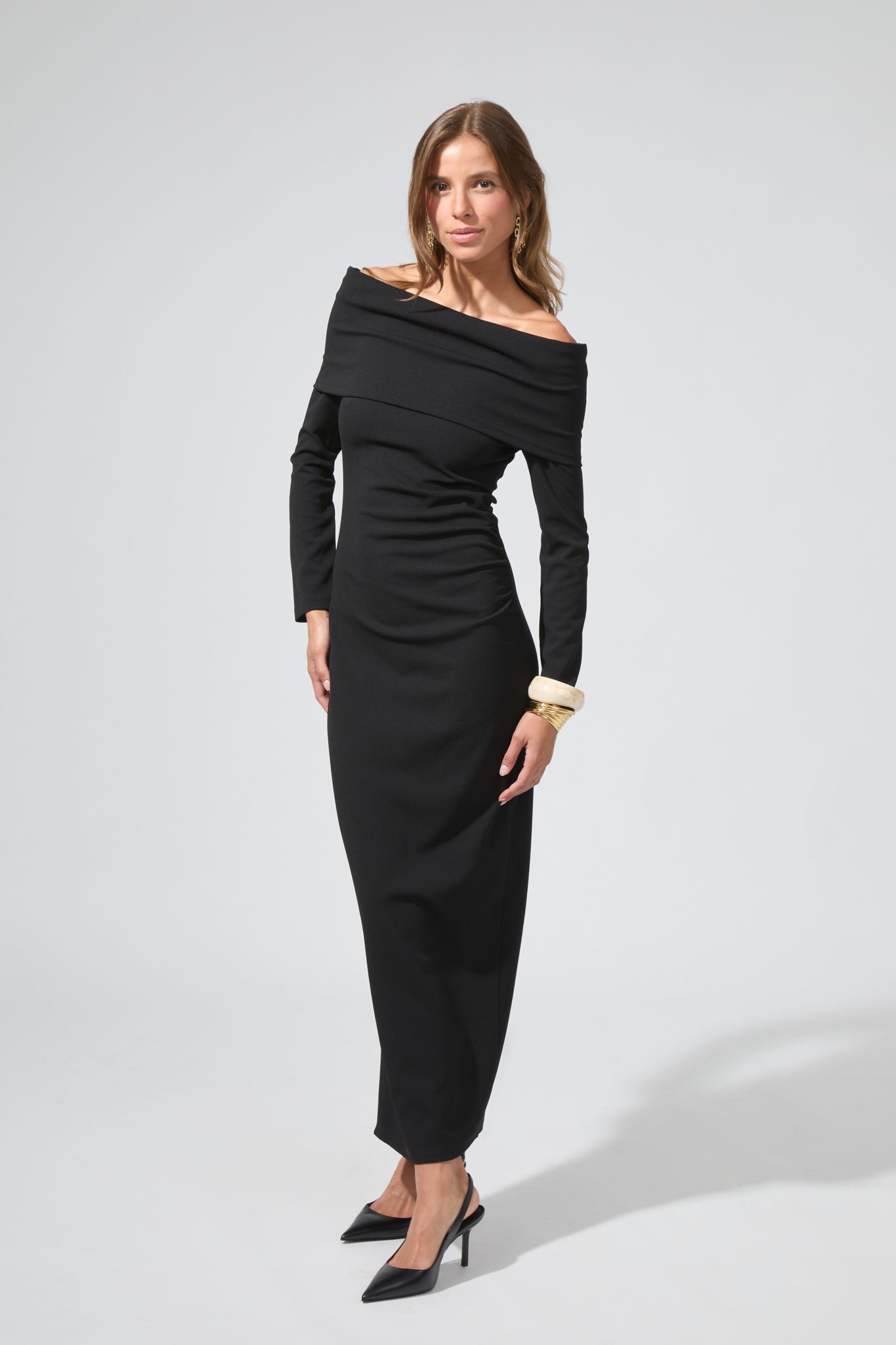 Elizabeth | Bardot Neck Long Dress