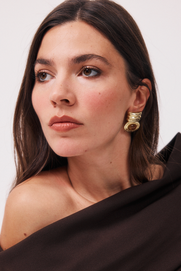 Lior | Oval stone hoops