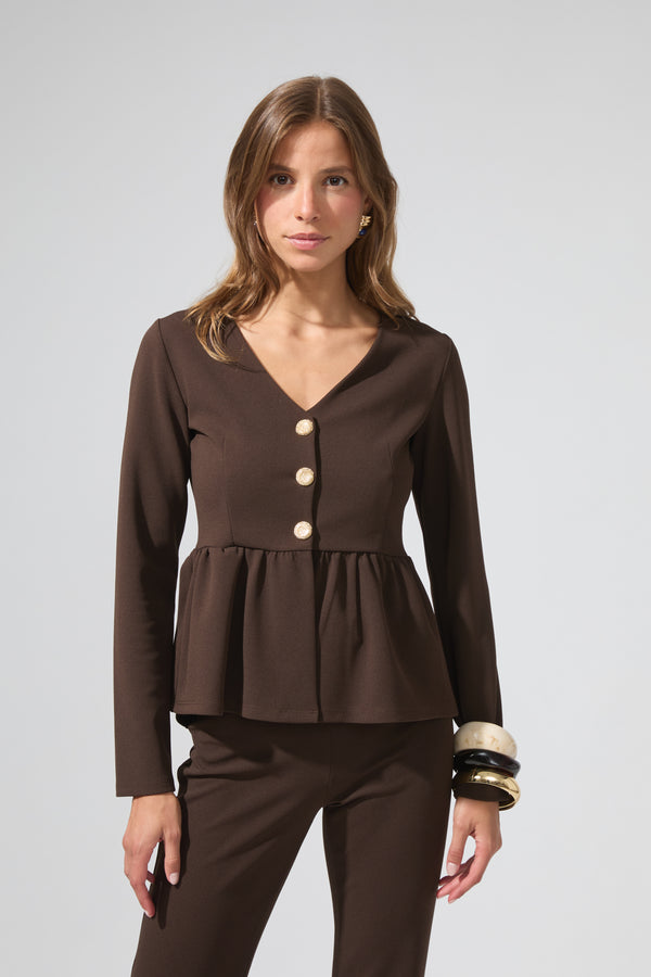 Léon | Button-up Peplum Top