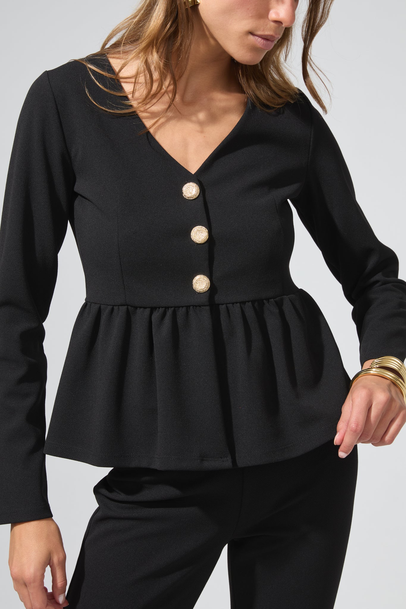 Léon | Button-up peplum top