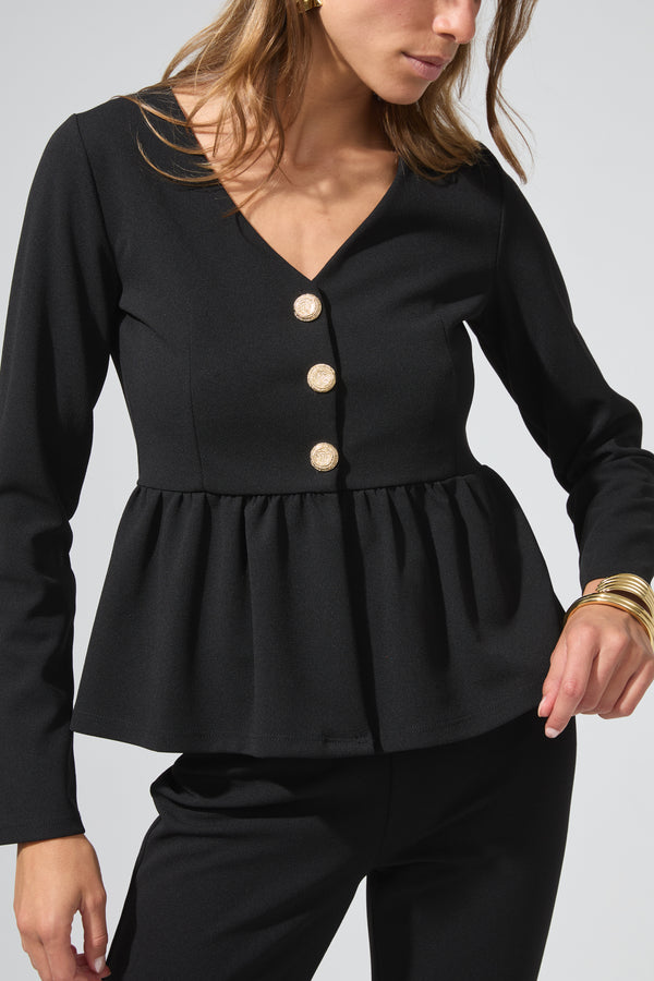 Léon | Button-up peplum top