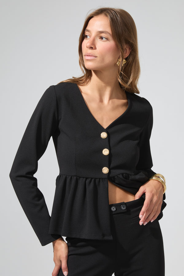 Léon | Button-up peplum top