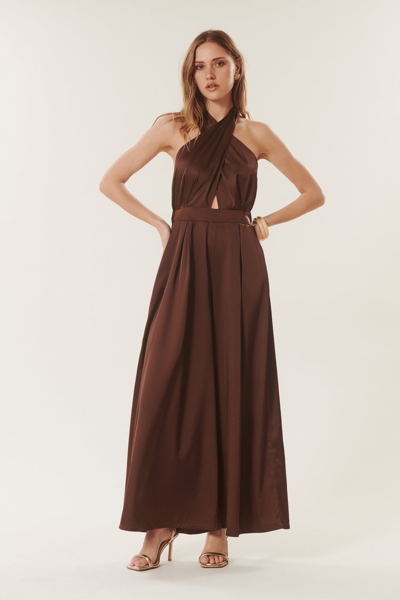 Belinda | Satin Halterneck Jumpsuit