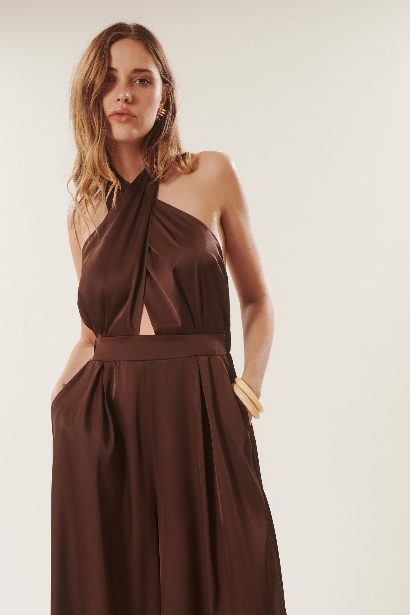Belinda | Satin Halterneck Jumpsuit