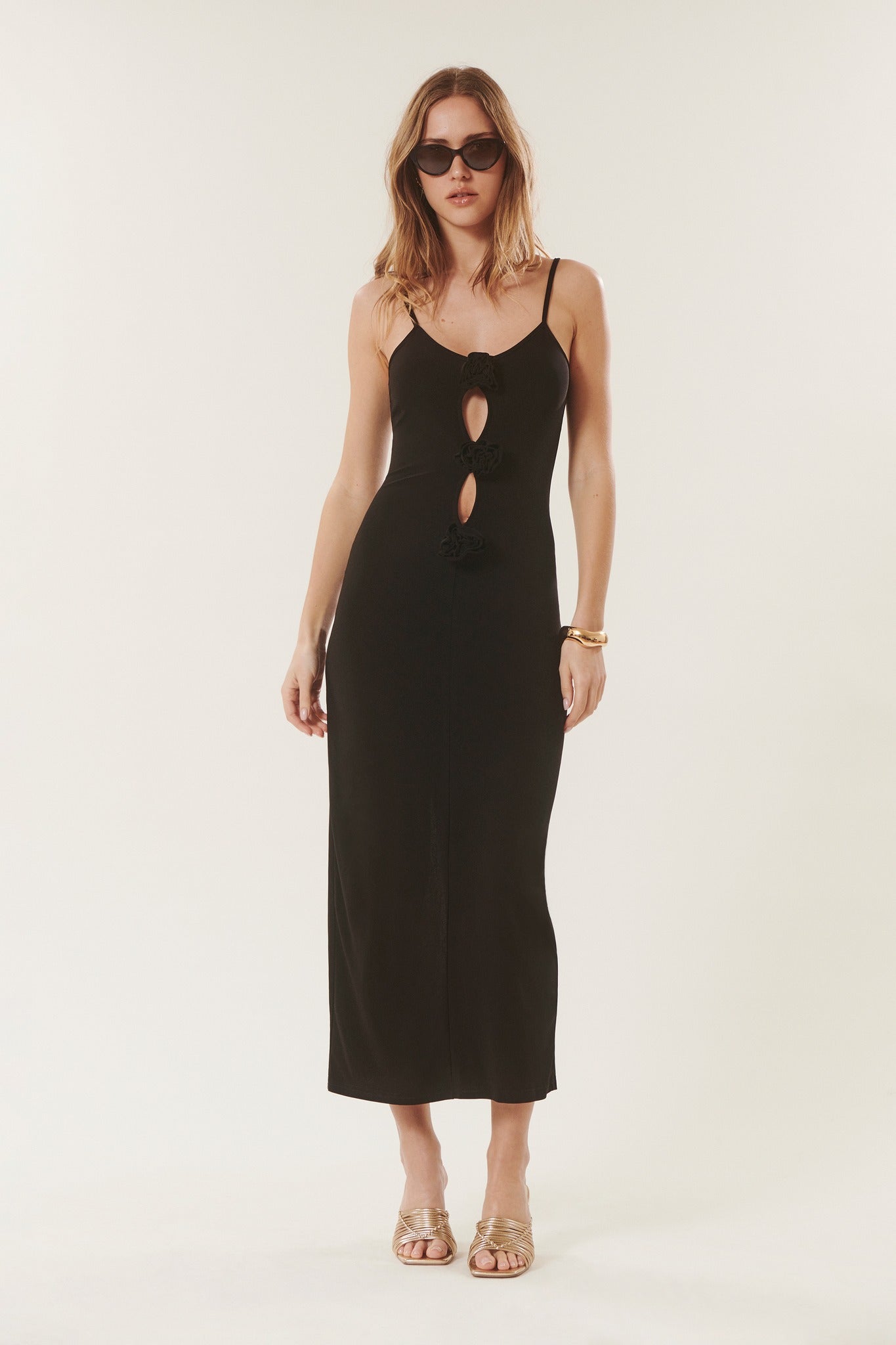 Monica | Long dress with floral details