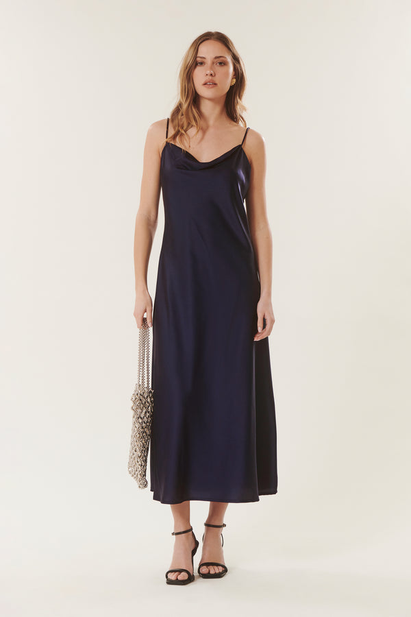 Nella | Satin Cowl Neck Dress