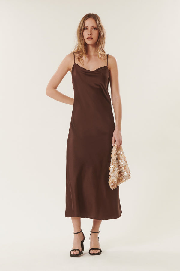 Nella | Satin Cowl Neck Dress