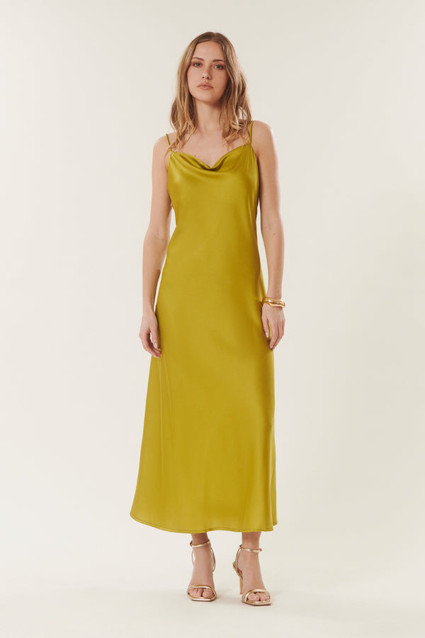 Nella | Cowl neck satin dress