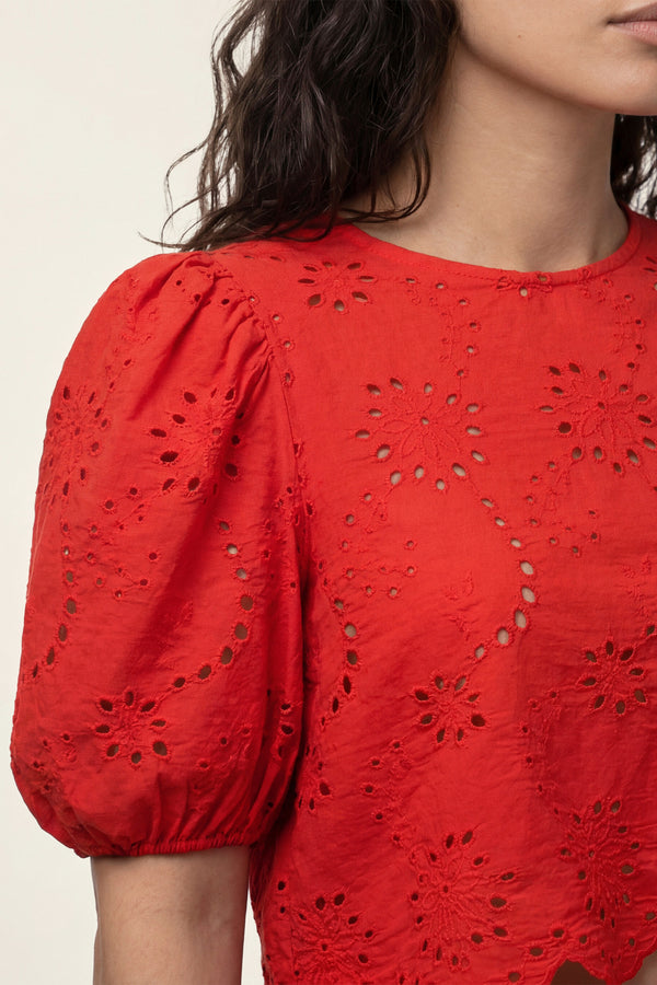 Stuart | Macrame puff sleeve top